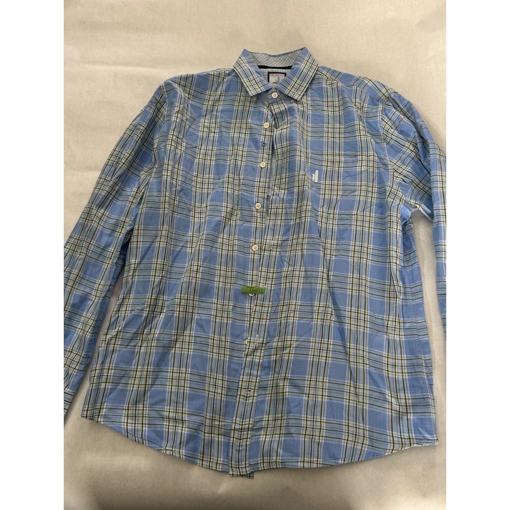 Johnnie O Button Shirt‎ Mens XL Long Sleeve Blue Yellow Plaid Surf West Coast